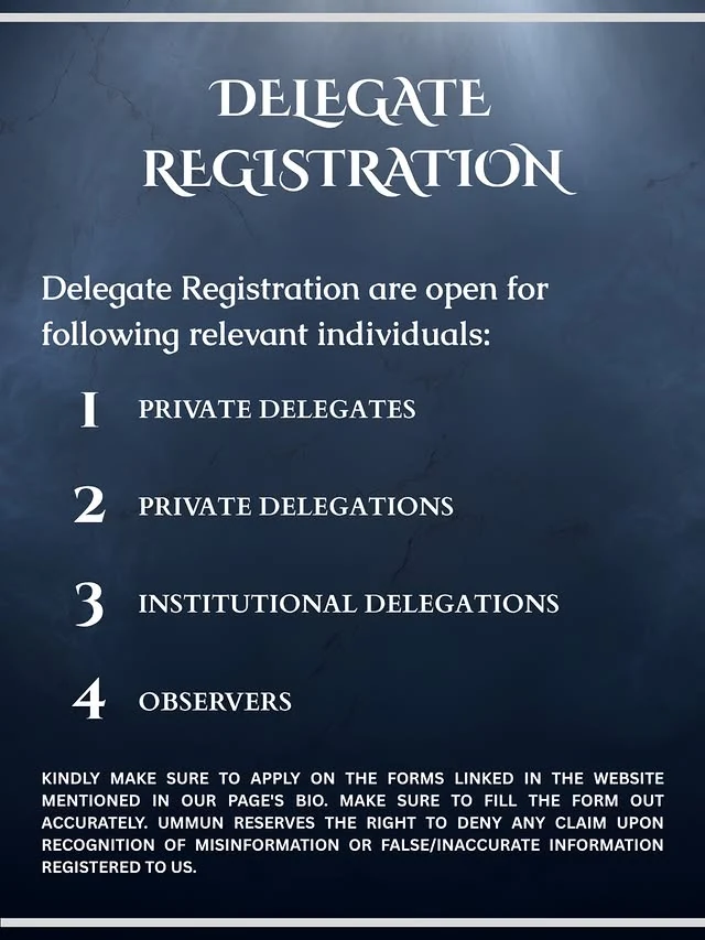 UMTMUN delegate registration categories